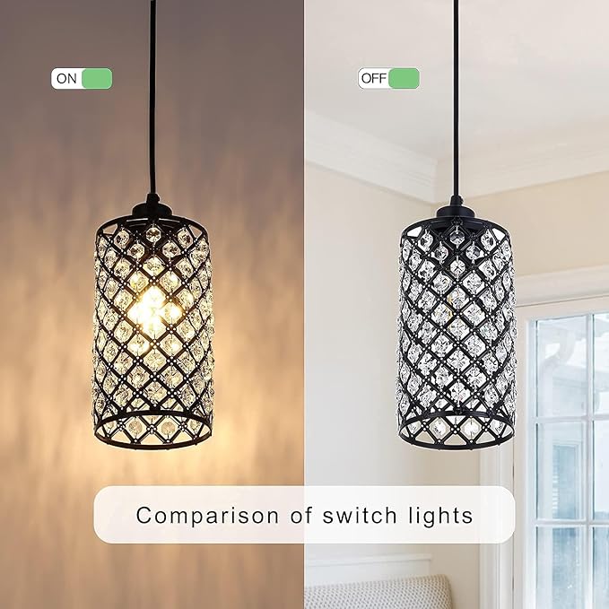 Pendant Lights Kitchen Island, Farmhouse Pendant Lighting, Crystal Pendant Light, Single Kitchen Island Lighting Over Island,1 Light Crystal Pendant Lights Kitchen Island