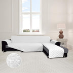 Easy-Going L Shape Sofa Slipcover - Sectional Couch Cover with Chaise - Reversible Sofa Cover for Pets & Kids (Large, White/White)
