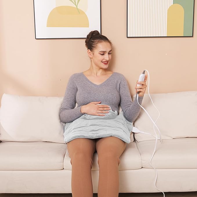 Ruqiji Neck&Shoulder&Back Heating Pad, Pain Relief for Back/Neck/Shoulders/Menstrual Pain, Christmas Gifts for Women Men Mom Dad (01-Light Gray, 19" x 24")