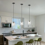 2 Pack Pendant Light for Kitchen Island, Modern Crystal Modern Pendant Lights, Black Pendant Light in Kitchen Island, E12 Bulb Indoor Island Pendant Lights, for DiningRoom,Living Room,Bedroom