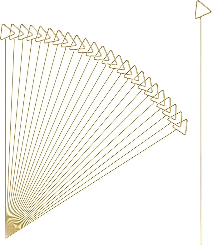 uxcell 24 Pcs Table Card Holders, 11.8 Triangle Metal Craft Wire Clips Picture Clip Table Number Holders Picks for Wedding, Photos, Memo, Restaurant, Gold