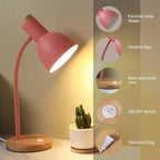 Table Lamp,Wooden Adjustable Desk Lamp,Dorm Lamp&Bedside Lamp for Living Room, Bedroom, Kids Room (Pink)