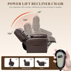 COLAMY PU Leather Power Lift Chair with Massage and Heat,Electric Lift Recliner Chair with Thick Cushioned Padding Backrest for Living Room, Office, Bedroom -Darkbrown