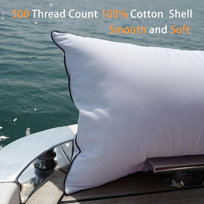 Luxury Hungarian White Goose Down Pillows Standard Size (Pack of 2) - 750 Fill Power - 500 Thread Count 100% Cotton Shell - Soft and Support Down Bed Pillow for Sleeping - Standard (20 x 26”)