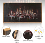 Aurlan Gothic Bloody Skull and Candles Framed Wall Art(40"x20"), Large Horror Dark Academia Halloween Skeleton Canvas Artwork, Modern Goth Spooky Creepy Ghost Decor for Home Office Bedroom