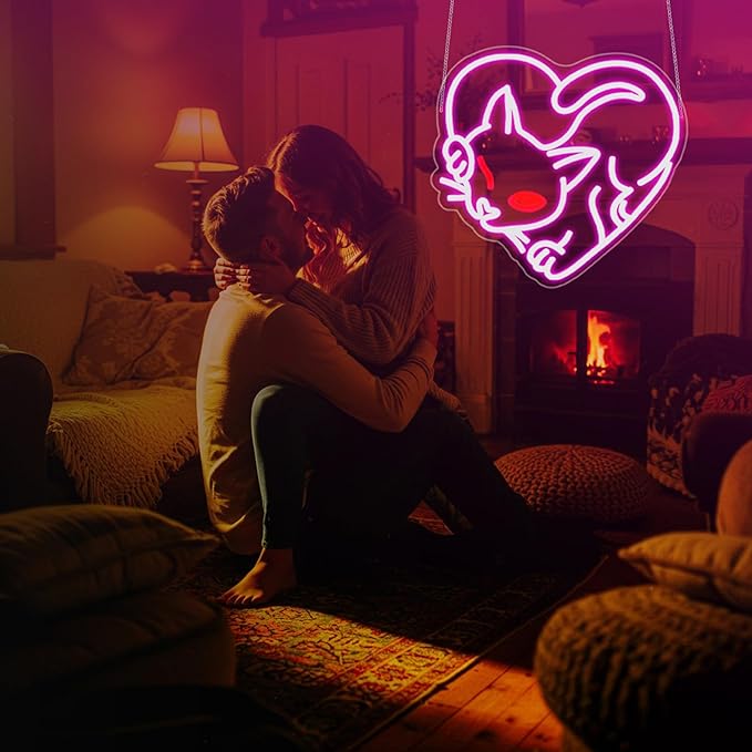 Cat Neon Sign, Neon Signs for Wall Decor Neon Pink LED Signs Room Neon Light Up Signs Home Decor for Bedroom Club Party Bar Shop USB Operated