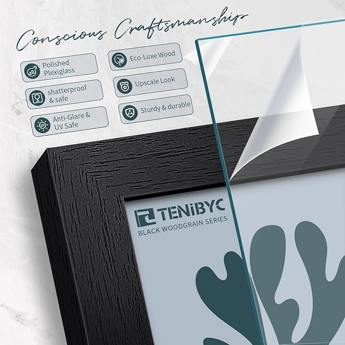 20x30 Poster Frame Set - 3 Pack, Textured Black Solid Wood Picture Frame, Wall Gallery Frame - Wall Hanging