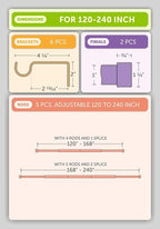 Ivilon Window Curtain Rod End Cap - 1 inch Pole. 120 to 240 Inch. Black