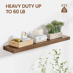 Heimlove 36 inch Floating Shelves for Wall,2 Packs Natural Pine Solid Wood Bathroom Shelf Over Toilet Decor and Storage 8 inches Deep for Kitchen Bedroom Office & Living Room Display Wall Decor