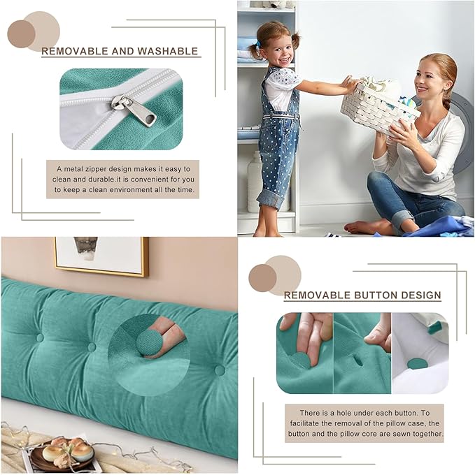 Large Triangular Headboard Pillows Long Backrest Positioning Support Bolster Cushion for Daybed Fluffy Quality Plush Body Wedge Pillow with Removable Cover(Light Blue-Twin/Twin XL-39x8x20 in)