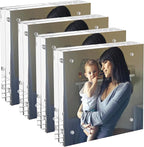 Hexsohoma Square Acrylic Picture Frames 3x3, 4 Pack, Photo Frame for 3x3 or 2x2, Double Sided Thick Frames Desktop Pictures Display Small Tips Holder, Freestanding
