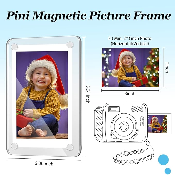 Remerry 100 Pcs Acrylic Fridge Magnetic Frames for Photos Compatible with Polaroid Instax Mini Pictures Double Sided Clear Refrigerator Magnetic Frame for Family Friend Holiday Gift, 2.36 x 3.54 Inch