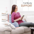 Nestl Reading Pillow Standard Bed Pillow, Back Pillow for Sitting in Bed Shredded Memory Foam Chair Pillow, Reading & Bed Rest Pillows Ice Blue Back Pillow for Bed, Bed Chair Arm Pillow with Pockets