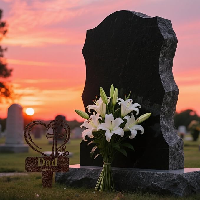 Brother Memorial Grave Stake, Cemetery Decorations for Grave Markers 12.5 x 7.2 inch Heart Metal Sympathy Stakes Graveside Plaque Decor Sign for Brother Graves, Yard, Garden - Rust-Brother