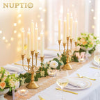 NUPTIO Candelabra Candle Holder Gold Metal Candlestick Stand, Elegant Curly Vine Candle Stick Holders Candelabra Center Piece for Wedding Event Party Dining Table Home Decor