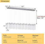 20-Lights Modern Crystal Chandeliers LED Pendant Light for Kitchen Island Dining Room Entrance Foyer Living Room Silver