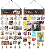 Bikoney 2-Pack Picture Frames Collage Wall Decor Photo Display Photo Board Wood Rustic Frames for Wall Decor and Party with 2 Blackboard and 60 Clips Carbonized Black