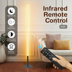 LED Corner Floor Lamp, Minimalist Dimmable Light with Remote, 2700-6500k Color Temperature Stepless Adjustable, 58 Inches Tall Standing Lamp for Living Room, Bedroom, Home Office, Black
