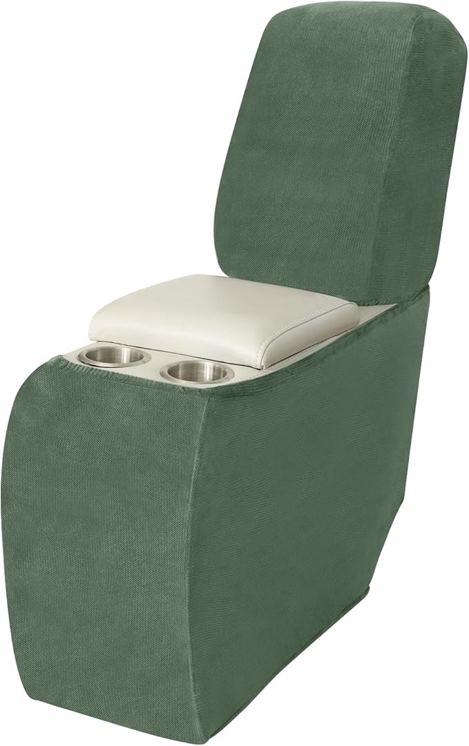 Arfntevss Sectional Recliner Couch Covers Velvet Corner Sectional Sofa Cover for Reclining Couch Stretch L Shape Recliner Slipcover Washable Middle Console Protector (1 Console Cover, Grayish Green)
