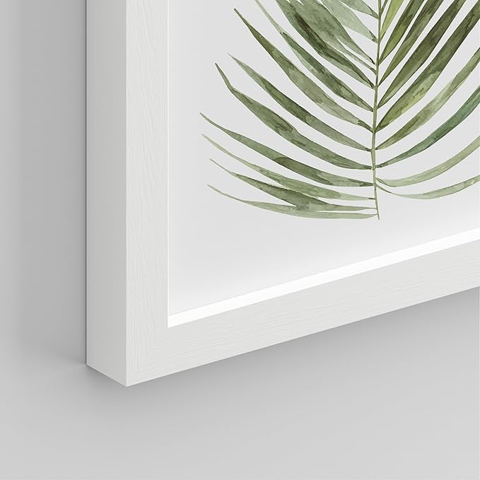 SIGNWIN Framed Banana Palm Monstera Leaf Wall Art, Set of 4 Green Pastel Wall Decor Prints, Nature Wilderness Wall D¨¦cor for Living Room, Bedroom - 12"x16" White
