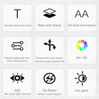 Double Head LED Desk Lamp with Remote Control for Home Office 24W Brightest Computer Desk Light for Workbench Drafting Architect Study Reading with Clamp and Base