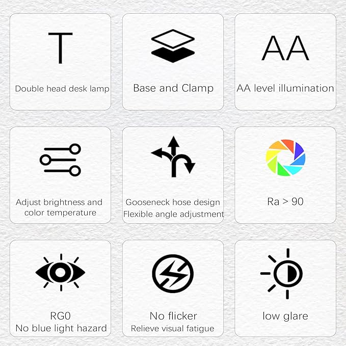 Double Head LED Desk Lamp with Remote Control for Home Office 24W Brightest Computer Desk Light for Workbench Drafting Architect Study Reading with Clamp and Base