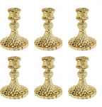 Glass Candlestick Holder,Striped Taper Candle Holders,Set of 6 Candle Stand for Table Centerpieces, Home Decor,Weddings,Festival and Parties (Gold Diamond)