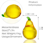Crystal Pear Figurines Collectibles Glass Fruits Decor for Office Tabletop Centerpiece Art Crystal Paperweights Glass Fruits Decoration for Home Kitchen Gifts for Mum