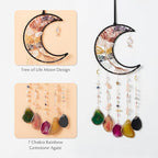Rainbow Agate Gemstone Big Dream Catcher 7 Chakra Tree of Life Dream Catcher with Crystal Stones Handmade Dreamcatcher Wall Decor for Adults Boys Girls,Bedroom,Garden,Bless Gift(Large Colorful Moon)