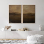 SIGNFORD Framed Canvas Print Wall Art Set Serene Misty Mountains Illustrations Modern Art Decorative for Living Room, Bedroom, Office - 16"x24"x2 Natural