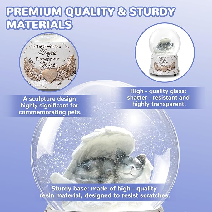 Angel Cat Music Snow Globe Pet Memorial Gifts, Cat Pass Away GIF, Sympathy Gift for Loss of Pet, Cat Lover Gift idea