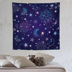 HZOHNAGO Boho Sun Moon Tapestry Purple Blue Sun Stars Galaxy Pattern Printed Wall Tapestry Wall Hanging for Bedroom Living Room Dorm 60" W x 60" H