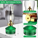Tuanse 2 Pcs Oil Lamps for Indoor Use Vintage Hurricane Emergency Glass Oil Lamps Large Lantern Classic Decorative Oil Lamp for Home Tabletop Emergency Lighting Supplies(Green)