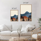 SIGNINART Boho Mountains Framed Canvas Wall Art Set of 3, Watercolor Nature Landscape Art Prints, Neutral Modern Sunrise Art Paintings, Green Forest Wall Decor for Living Room Bedroom Office 24"x36"x3
