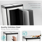 60 Liter (2x30L) 16 Gallon Dual Trash Can, Recycle Bins for Kitchen with 2 Compartments, Trash and Recycle Bin Combo, Soft Close Lid, Stainless Steel Trash Can