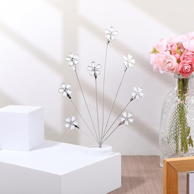 Photo Tree Holder Clip, Money Tree Gift Holder 8 Flower-Shaped Clips for Cash, Gift Cards, Photos Picture Frame Stand for Home, Office, Shop, Birthday, Festival (White)