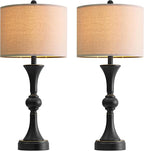 Table Lamps Set of 2, 28" Tall Bedside Table Lamp for Living Room, Bedroom, End Table Lamps with USB A+C Charging Ports, Modern Nightstand Lamps, Matte Black Finish, Farmhouse