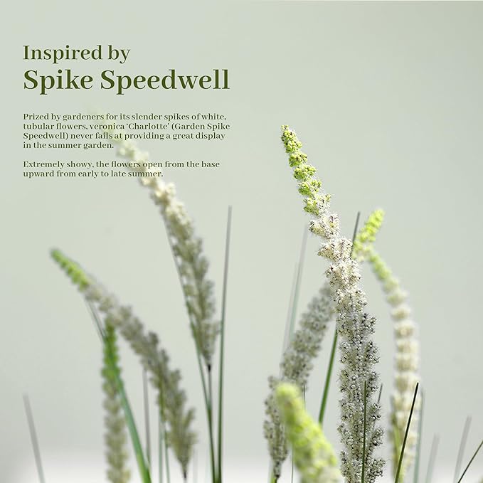 KOL 4ft 2-Pack Artificial Veronica Spiked Speedwell Grass, 47in Faux Veronica Spicata Flower, Tall Fake Reed Grasses for Home Office Garden Wedding Decor, Indoor Outdoor Plants, UV-Resistant