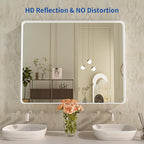 WEER White Bathroom Mirror 40X30 Inch, Rounded Rectangle White Metal Frame Mirror, Matte White Bathroom Vanity Mirror with Tempered Glass, Anti-Rust, Hangs Horizontally or Vertically
