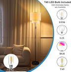Lightdot 67IN LED Floor Lamp for Living Room, LED Standing Floor Lamps with Double Fabric Shade, E26 Bulb Included, Vintage Corner Lighting, Mid Century Floor Lamp for Bedroom Home Office-Black