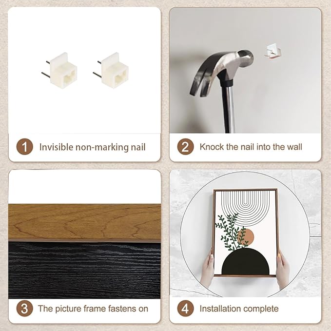 Bwodke Boho Wall Art, Framed Abstract Wall Art, Plant Canvas Wall Decor, Mid Century Line Leaf Geometric Pictures Set of 3, Minimalist Paintings, for Bedroom Living Room Bathroom 12"x16"