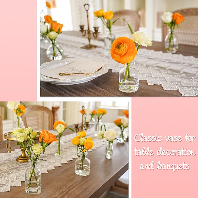 Bud Vases Set of 12, Clear Glass Bud Vase in Bulk, Small Vases for Centerpiece Mini Modern Flower Vase Transparent, Wedding Party Table Home Decor