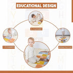 Washable Hopscotch Rug for Kids | Educational ABC & Numbers Carpet for Toddler Playroom or Classroom | 4.6' x 6.5' Non-Slip Play Mat | Neutral Decor