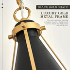 Black Gold Kitchen Island Light 4-Light Pendant Light Fixture Cone Shade 42" Rectangle Chandelier Light Fixture for Dining Room Bar Counter