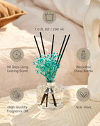 M&SENSE Reed Diffuser Set with 7 Sticks | 7.0oz Fresh Lemon & Freesia & Magnolia Scent, Long Lasting Floral Fragrance, Home Diffuser with Baby's Breath Flower Gifts for Friends Teachers & Mothers Day