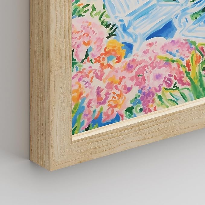 SIGNWIN Framed Tropical and Floral Bright Botanical Preppy Room Decor Pink Decor Digital Art Modern Art Decorative Multicolor Scenic for Bedroom - 12"x16"x4 Natural