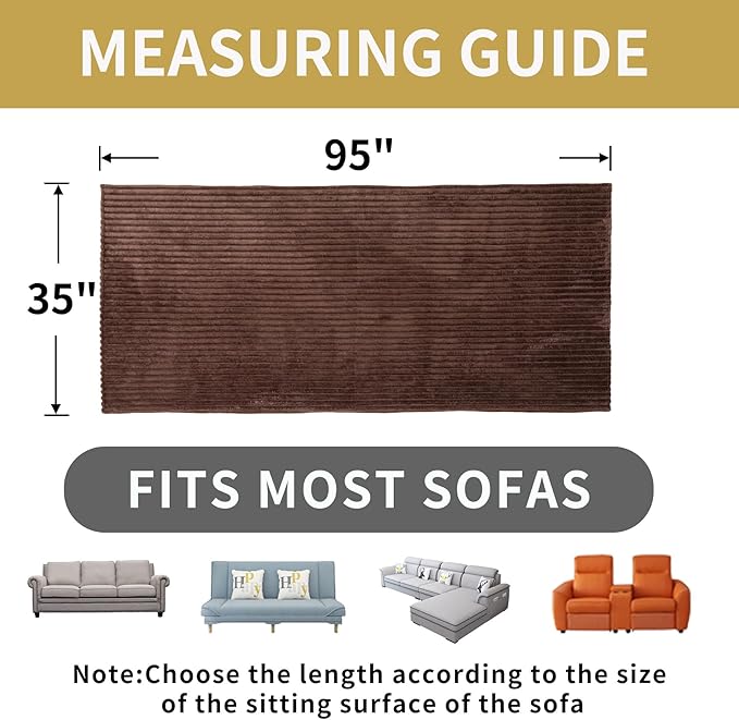 HAOMAIJIA Waterproof Couch Cover for Dogs Washable,Faux Fur Pet Couch Covers for Sofa,Soft Dog Bed Cover Non-Slip Couch Covers for 3 Cushion Couch Sofa Pet Friendly (Brown, 35" x 95" 1 Pack)