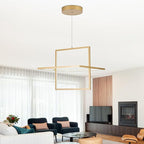 Modern LED Chandelier Led Pendant Light Square Contemporary Chandelier Hanging Light Dimmable for Living Room, Dining Room, Bedroom, Kitchen, Stydy Room 65W 3000K/4000K/6000K (Glod)