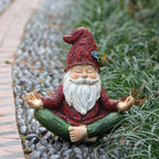 Garden Yoga Gnome Statue, Outdoor Gnomes Figurine with Solar Lights, Knome in Yoga Pose for Garden Decor, Elf Sculptures and Statues for Patio Lawn Yard