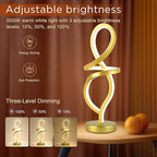 Mayful Modern RGB Table Lamp with LED Spiral Design, Gold Bedside Lamp & Nightstand Lamp, Touch Dimmable with 7 Colors & 10 Modes for Bedroom, Living Room, Home Office, 15W